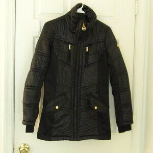 Micheal Kors Long Black Puffer Style Jacket Coat EUC